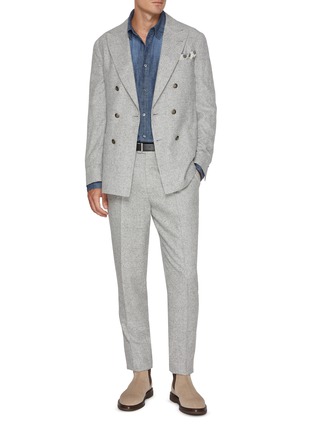Figure View - Click To Enlarge - BRUNELLO CUCINELLI - Double Breasted Silk Wool Cashmere Suit