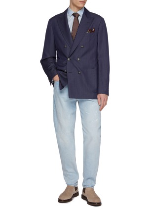 Figure View - Click To Enlarge - BRUNELLO CUCINELLI - Straight Leg Distressed Denim Jeans
