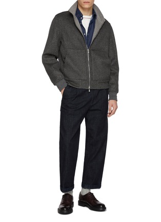 Figure View - Click To Enlarge - BRUNELLO CUCINELLI - High Neck Zip Up Cashmere Bomber Jacket