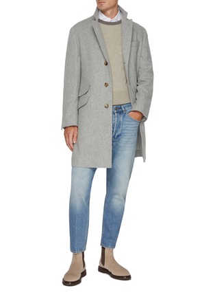 Figure View - Click To Enlarge - BRUNELLO CUCINELLI - Flap Pocket Single Breasted Cashmere Long Coat