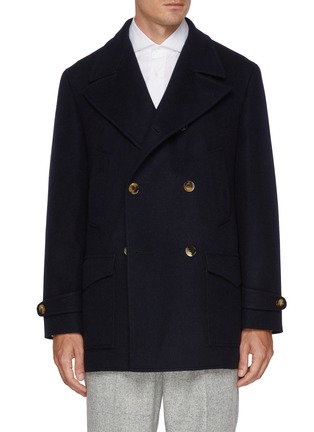 Main View - Click To Enlarge - BRUNELLO CUCINELLI - Convertible Collar Double Breasted Wool Overcoat