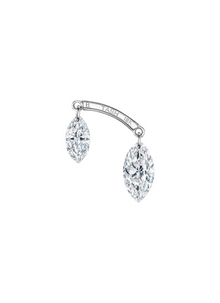Main View - Click To Enlarge - MARIA TASH - Floating Double Marquise Diamond 18K White Gold Drape Single Threaded Stud Earring