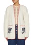 Main View - Click To Enlarge - EENK - Floral Jacquard Cotton Wool Knit Cardigan