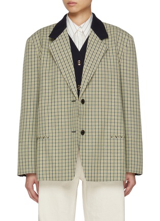 Main View - Click To Enlarge - EENK - Contrast Single Breasted Ckeckered Blazer