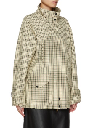 Detail View - Click To Enlarge - EENK - Oversized Checkered Hoodie Jacket