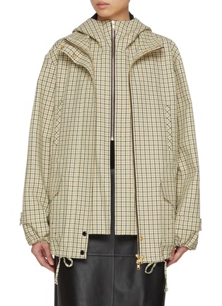 Main View - Click To Enlarge - EENK - Oversized Checkered Hoodie Jacket