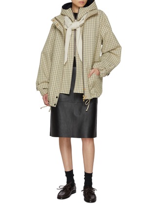 Figure View - Click To Enlarge - EENK - Oversized Checkered Hoodie Jacket