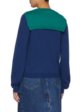 Back View - Click To Enlarge - EENK - Muffler Layered Wool Cotton Knit Top