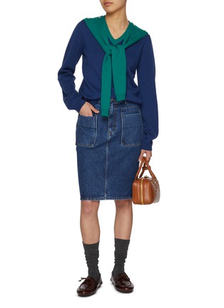 Figure View - Click To Enlarge - EENK - Muffler Layered Wool Cotton Knit Top