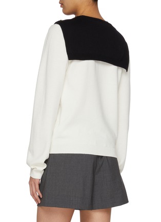 Back View - Click To Enlarge - EENK - Muffler Layered Wool Cotton Knit Top