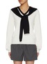 Main View - Click To Enlarge - EENK - Muffler Layered Wool Cotton Knit Top