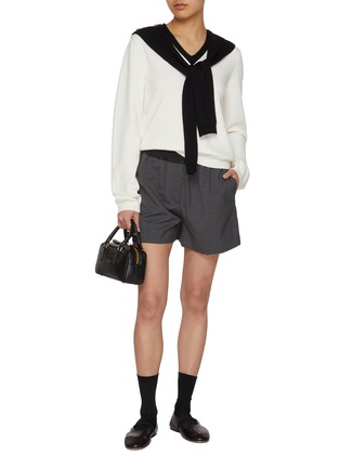 Figure View - Click To Enlarge - EENK - Muffler Layered Wool Cotton Knit Top
