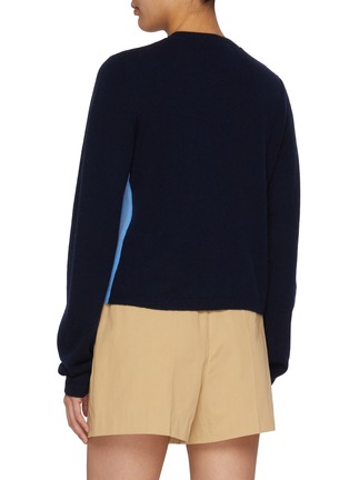 Back View - Click To Enlarge - EENK - Contrast Colour Block Wool Cashmere Knit Cardigan