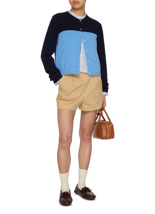 Figure View - Click To Enlarge - EENK - Contrast Colour Block Wool Cashmere Knit Cardigan