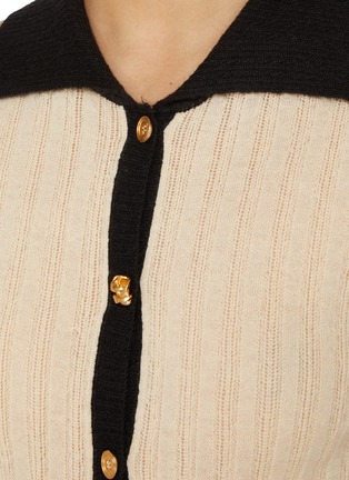  - EENK - Contrast Collar Knit Cardigan