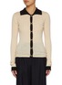 Main View - Click To Enlarge - EENK - Contrast Collar Knit Cardigan