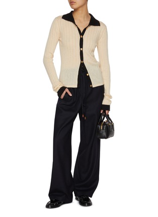 Figure View - Click To Enlarge - EENK - Contrast Collar Knit Cardigan