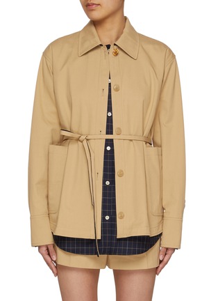 Main View - Click To Enlarge - EENK - Tie Waist Layered Jacket
