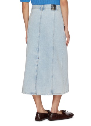 Back View - Click To Enlarge - EENK - Belted Denim Maxi Skirt