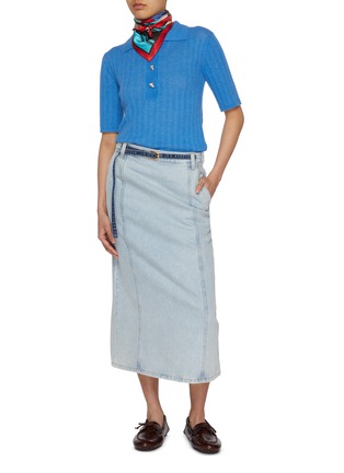 Figure View - Click To Enlarge - EENK - Belted Denim Maxi Skirt