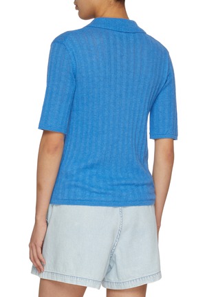Back View - Click To Enlarge - EENK - Rose Button Knit Polo Top