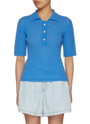 Main View - Click To Enlarge - EENK - Rose Button Knit Polo Top