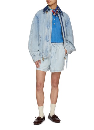 Figure View - Click To Enlarge - EENK - Rose Button Knit Polo Top