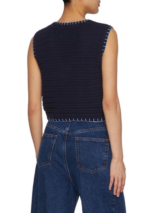 Back View - Click To Enlarge - EENK - Floral Jacquard Cotton Wool Knit Vest