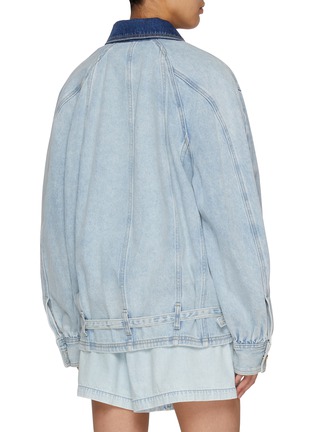 Back View - Click To Enlarge - EENK - Contrast Collar Denim Bomber Jacket