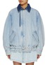 Main View - Click To Enlarge - EENK - Contrast Collar Denim Bomber Jacket