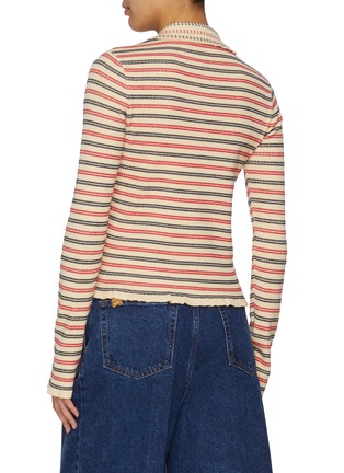 Back View - Click To Enlarge - EENK - Striped Ribbed Knit Cardigan