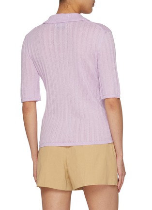 Back View - Click To Enlarge - EENK - Rose Button Knit Polo Top