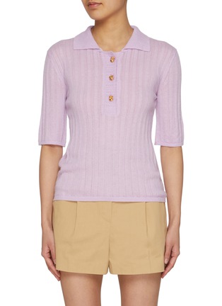 Main View - Click To Enlarge - EENK - Rose Button Knit Polo Top