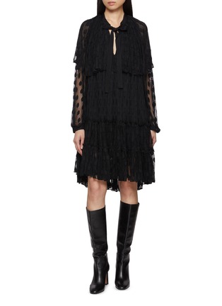 Main View - Click To Enlarge - ULLA JOHNSON - Audette Polka Dot Tiered Lace Mini Dress