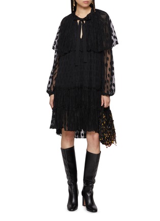 Figure View - Click To Enlarge - ULLA JOHNSON - Audette Polka Dot Tiered Lace Mini Dress