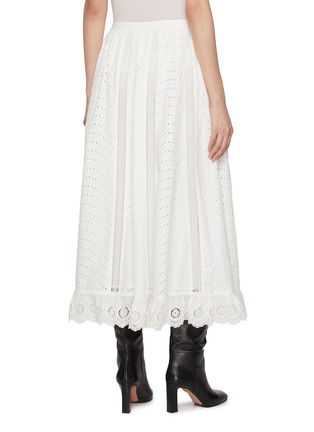 Back View - Click To Enlarge - ULLA JOHNSON - Ren High Waist Lace Trim Cotton Midi Skirt