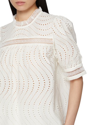  - ULLA JOHNSON - Virginia Lace Collar Short Sleeve Cotton Blouse