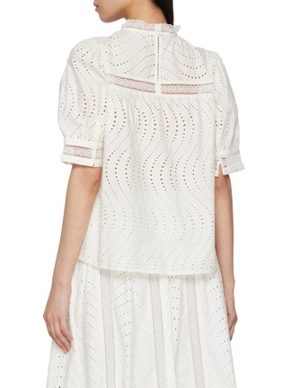 Back View - Click To Enlarge - ULLA JOHNSON - Virginia Lace Collar Short Sleeve Cotton Blouse