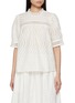 Main View - Click To Enlarge - ULLA JOHNSON - Virginia Lace Collar Short Sleeve Cotton Blouse