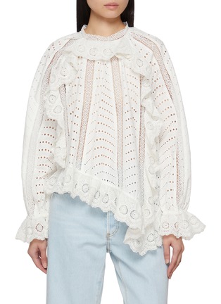 Main View - Click To Enlarge - ULLA JOHNSON - Marcella Asymmetrical Long Sleeve Cotton Blouse