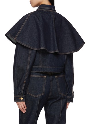 Back View - Click To Enlarge - ULLA JOHNSON - The Agata Denim Cape Jacket