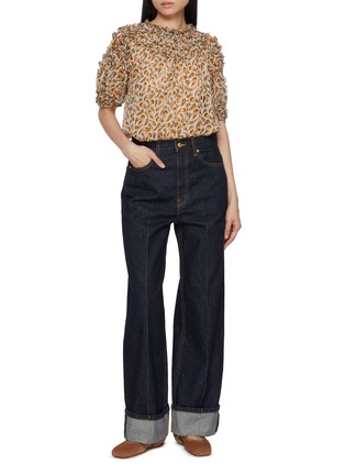 Figure View - Click To Enlarge - ULLA JOHNSON - Isolda Smocked Short Sleeve Silk Blouse