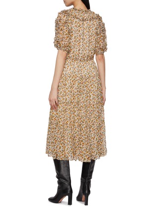 Back View - Click To Enlarge - ULLA JOHNSON - Nan Short Sleeve Silk Midi Dress