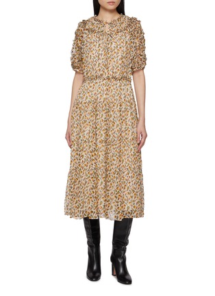Main View - Click To Enlarge - ULLA JOHNSON - Nan Short Sleeve Silk Midi Dress