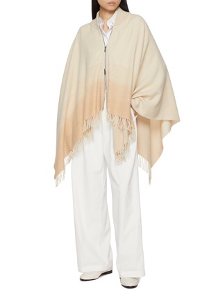 Figure View - Click To Enlarge - PESERICO - Fringed Zip Up Poncho