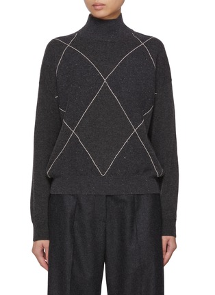 Main View - Click To Enlarge - PESERICO - Diamond Knit Turtleneck Sweater