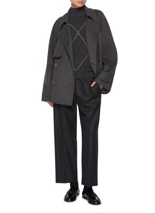 Figure View - Click To Enlarge - PESERICO - Diamond Knit Turtleneck Sweater