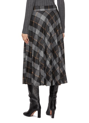 Back View - Click To Enlarge - PESERICO - Plaid Pleated Midi Skirt