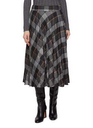 Main View - Click To Enlarge - PESERICO - Plaid Pleated Midi Skirt