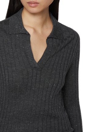  - PESERICO - Slim Fit Ribbed Wool Blend Knit Polo Top